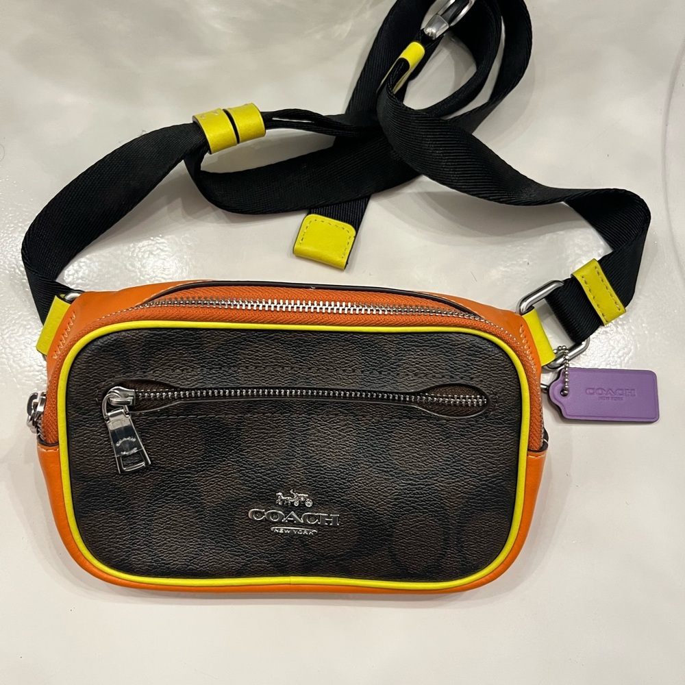Coach Mini Belt Bag in Colorblock Signature Canvas